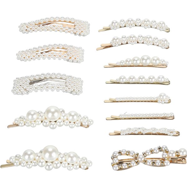 13 Piezas Pinzas Para El Cabello De Perlas Decorativas Pasadores Falsos De Perla Pasadores Grandes Elegantes Para El Cabello De Mujer-image