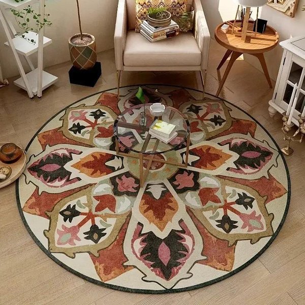 Etniczny Styl Mandala Boho OkrąGłY Dywan Dekoracja Salonu Dywaniki Do Sypialni Dom WisząCy Kosz Fotel Bujany Mata PodłOgowa 100Cm-image