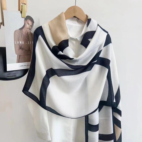 PañUelo De Seda Fino PañUelo De AlgodóN Lino Para Mujer En OtoñO E Invierno Estilo Coreano VersáTil PañUelo Largo Para ProteccióN Solar De Verano Chal 180*90Cm Black-image