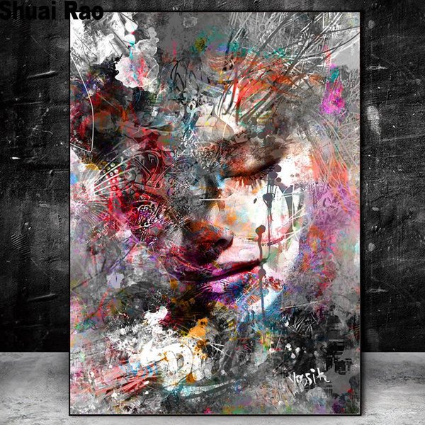 Abstrakcyjna Dziewczyna 5D Diy Diament Malarstwo Mozaika Diament Haft Graffiti Art 30X40CM-image