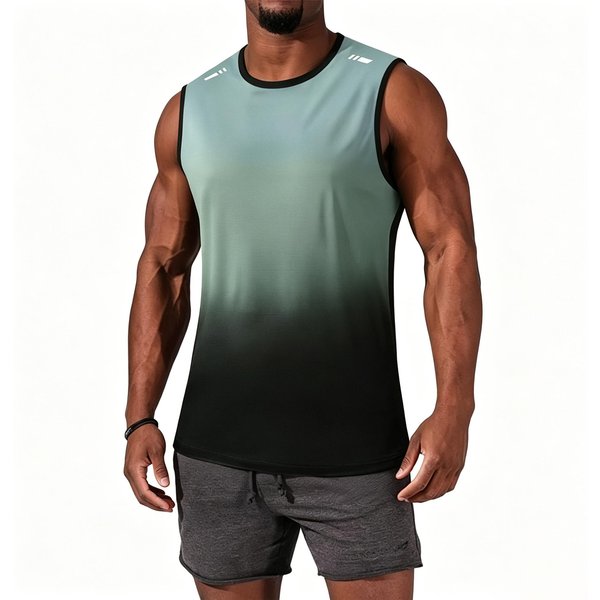 Camiseta Sin Mangas AtléTica Para Hombre, Secado RáPido, Ajuste Holgado, Transpirable, Para Correr, Fitness, DiseñO Degradado, Camiseta Sin Mangas Para Entrenamiento En El Gimnasio L-image