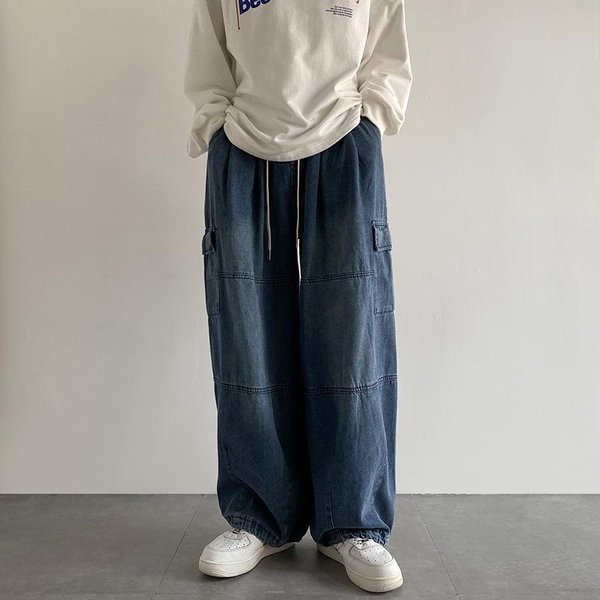 Pantalones Vaqueros Holgados Negros Y2K Para Hombre, Ropa De Calle, Estilo Hippie, Informales, Para Correr, De Pierna Ancha, Largos Y De Gran TamañO L Gray-image