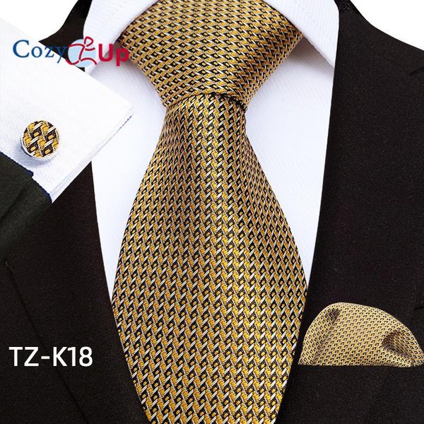 Conjunto De Tres Piezas Cozy Up Paisley Moda Negocios Corbata Para Hombre Incluye Corbata Gemelos PañUelo Brown-image