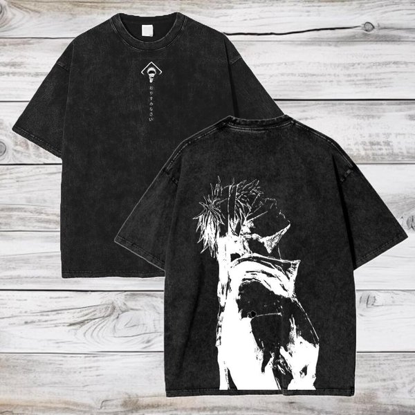 Camiseta Hombre Gojo Satoru Jujutsu Kaisen Camiseta Mujer Lavada Manga Corta AlgodóN Camiseta Ropa Verano Camisetas Oversize 3XL White-image