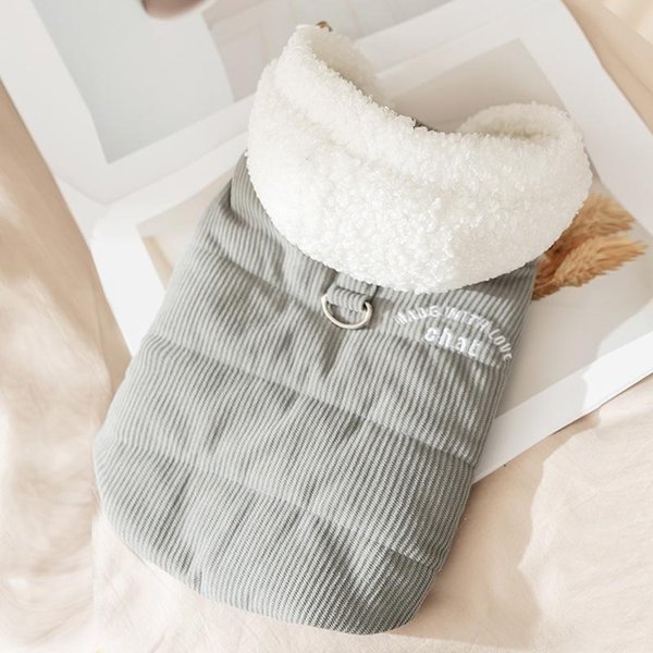 OtoñO E Invierno Perro VersióN Coreana De Estilo Deportivo Simple Chaleco Acolchado De AlgodóN Con Capucha Abrigo Grueso De AlgodóN Gato Teddy Ropa Para Mascotas L-image