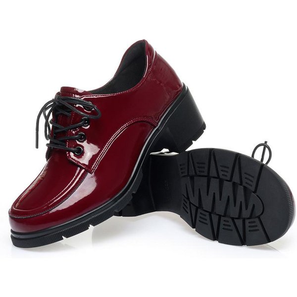 Zapatos De Primavera De Cuero PequeñOs Femeninos Chica BritáNica Salvaje Negro Retro Cuero Charol Mary Jane Casual Plataforma TacóN Medio Zapatos 39 Brown-image