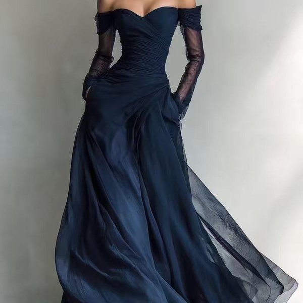 Vestido Largo Maxi Elegante De Malla Transparente Sin Tirantes De Cintura Alta Para Mujer Formal CóCtel Boda Fiesta De Noche Baile De GraduacióN 3XL-image