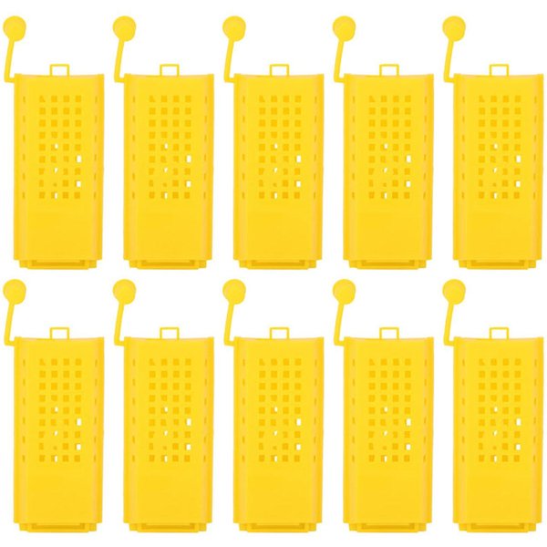 10 Piezas De Jaulas De PláStico Para Abejas Reina Transportando Atrapador Apicultor Herramienta De Apicultura Yellow-image