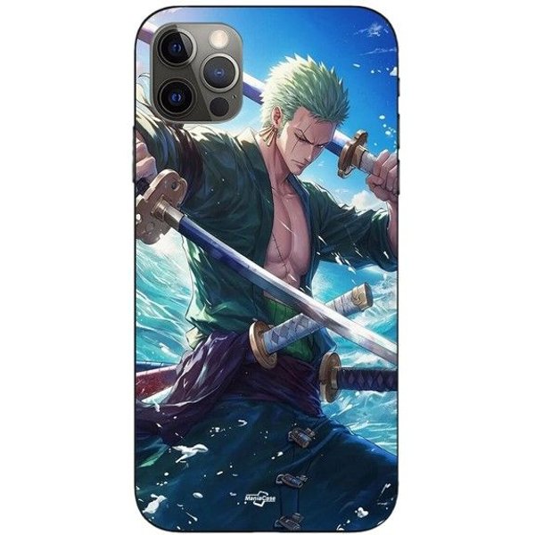 Funda De TeléFono - Maniacase - Iphone 13 Pro - One Piece Roronoa Zoro - Silicona - Flexible Negro-image
