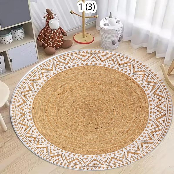 OkrąGłY Dywanik Mandala, Boho RęCznie Robiona AntypośLizgowa Mata PodłOgowa, Dywan Dekoracja Salonu Sypialni Dekoracja Sypialni Dywany Salon 60Cmx60Cm-image