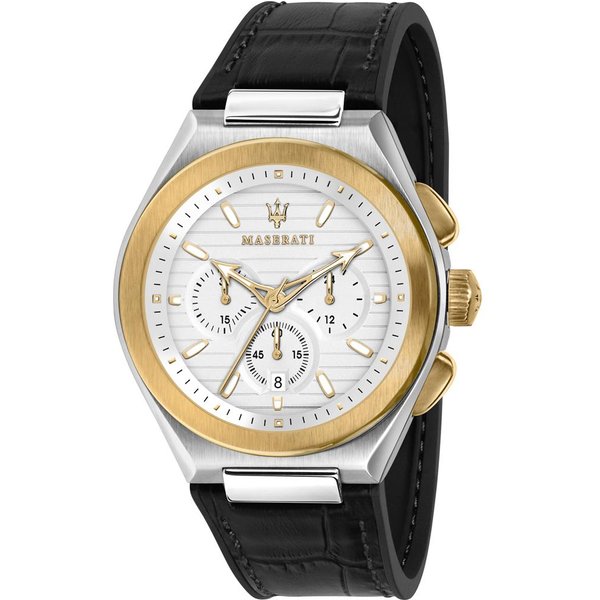 Reloj Maserati Triconic Esfera Blanca Correa De Cuero Negro CronóGrafo De Cuarzo Para Hombre R8871639004-image