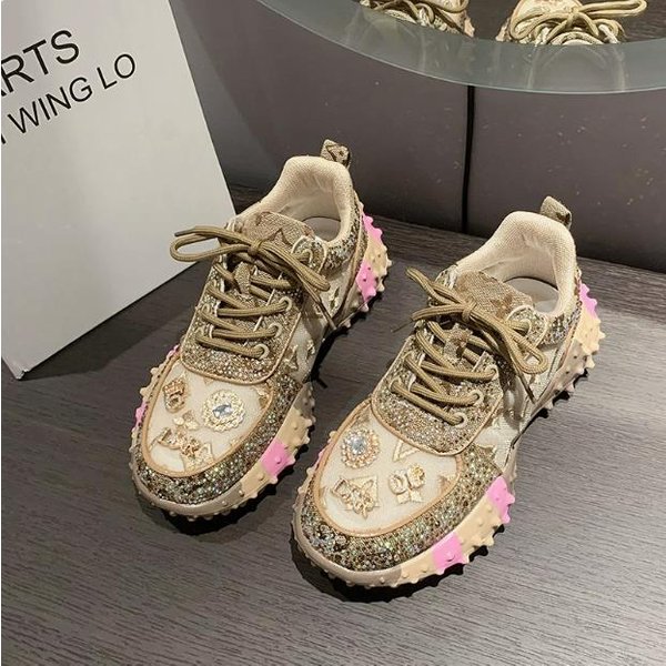Zapatillas De Mujer Diamante De Agua Moda Lujo PedreríA Zapatos De Dama Nuevas Plataforma Exterior Zapatos Deportivos Vulcanizados Para Mujer 35-image