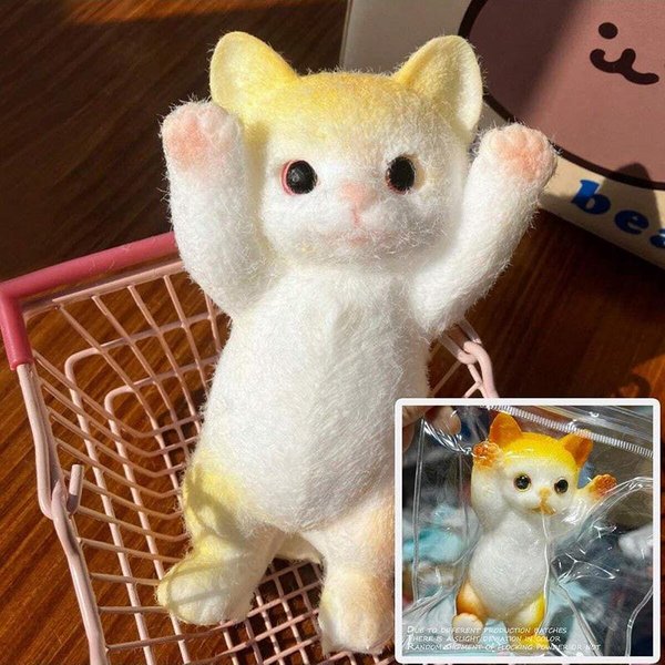 Squishy Uroczy Kot Flokowany Zabawka Antystresowa, Bardzo DużE Sensoryczne Zabawki Fidget Dla Dzieci DorosłYch Relaksacja LęKu, Prezent Do ŚCiskania żółTy-image