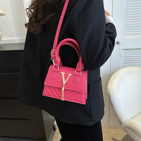 Bolso De Hombro Moderno Y Actual Para Mujer, Nuevo Estilo, Bolso Cuadrado Informal Coreano, Bolso Cruzado Sencillo Con Personalidad. Pink-image
