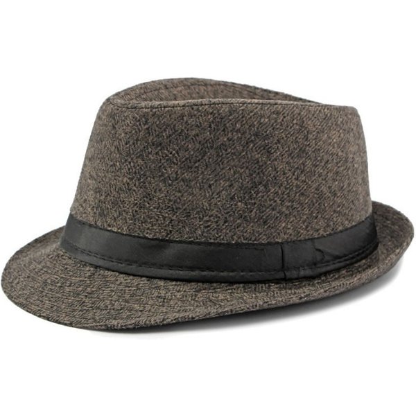 Sombrero De Copa Nuevo BritáNico Invierno Lana Cuadros Hombres Mediana Edad Sombrero De Jazzsombrero Ala Ancha CáLido Fiesta De Boda Papá Sombrero Cubo Fieltro Fedoras Gorro MarróN-image