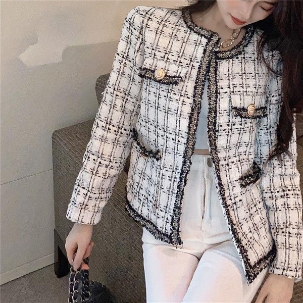 Chaqueta De Tweed Con Fragancia PequeñA Informal Vintage De OtoñO Para Mujer XXL-image