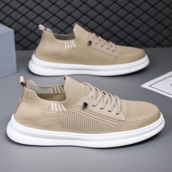 Zapatos De Malla De Verano Transpirables Suela Blanda Zapatillas Para Correr De Hombre Delgados De CañA Baja Zapatos Tejidos Fly Weave Slip-On Casual 44-image