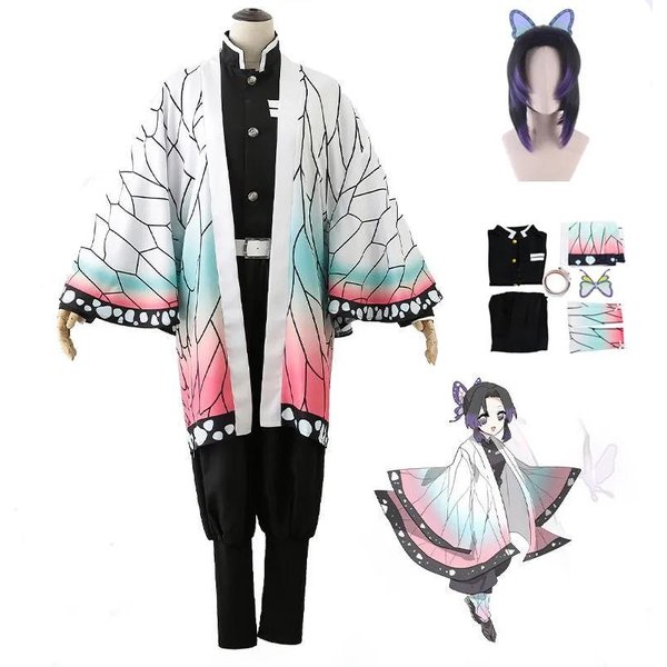 Demon Kochou Kanae Disfraz Cosplay Adulto Anime Kimetsu No Yaiba Shinobu Kochou Ropa De Halloween L Gray-image