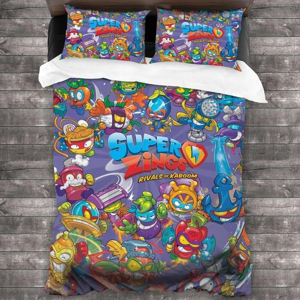Juego De Cama Super Zings, Juego De Cama Individual, Doble, TamañO Queen, TamañO King, Juego De Funda NóRdica Para Dormitorio De NiñOs Y Adultos, Juego De Anime Con ImpresióN 3D 011 EU Single(135X200Cm)-image