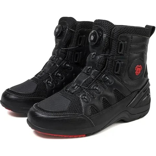 Jg-Wolf Buty Motocrossowe MęSkie Damskie Buty Motocyklisty AntypośLizgowe Buty JeźDzieckie Wodoodporne SkóRzane Buty Motocyklowe Do Jazdy Miejskiej 46 Czarny-image