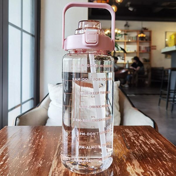 Taza De Agua Con Pajita De PláStico De Gran Capacidad, Botella De Agua Deportiva De Gran Valor, Herramientas Para Acampar Al Aire Libre, 2000Ml 1500-2000Ml-image