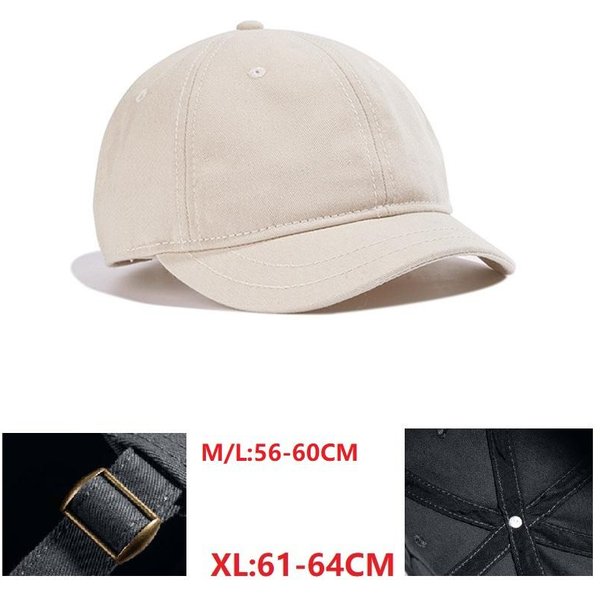 Gorra De BéIsbol De Ala Corta Tallas Grandes Cabeza Grande Hombre Huesudo Grande Mujeres Oversize Snapback Sombreros Para El Sol 55-60Cm 61-65Cm (As The Picture,L 58-60Cm) Beige-image