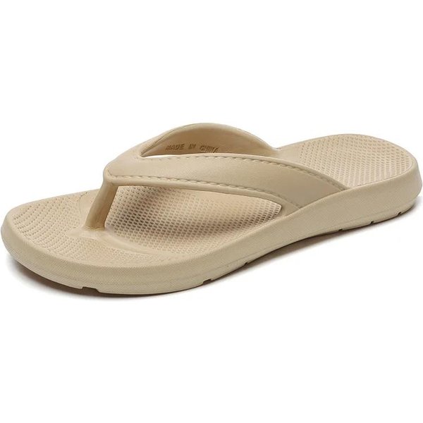 Chanclas De Verano Frescas Para Mujer Super Ligeras Para Exteriores Suela Suave Antideslizantes Casuales Zapatillas De Mujer Sandalias Planas De EVA Para Pareja 38-39 Caqui-image