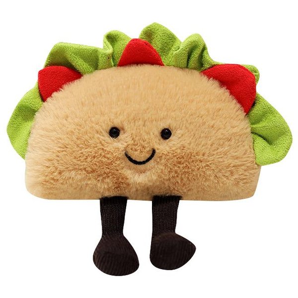 Urocza KreskóWkowa Pluszowa Zabawka Hamburger Taco Kreatywna Lalka Wypchana Dla Dzieci MięKka Puszysta Lalka Prezenty Na Urodziny I ŚWięTa 15Cm Beige-image