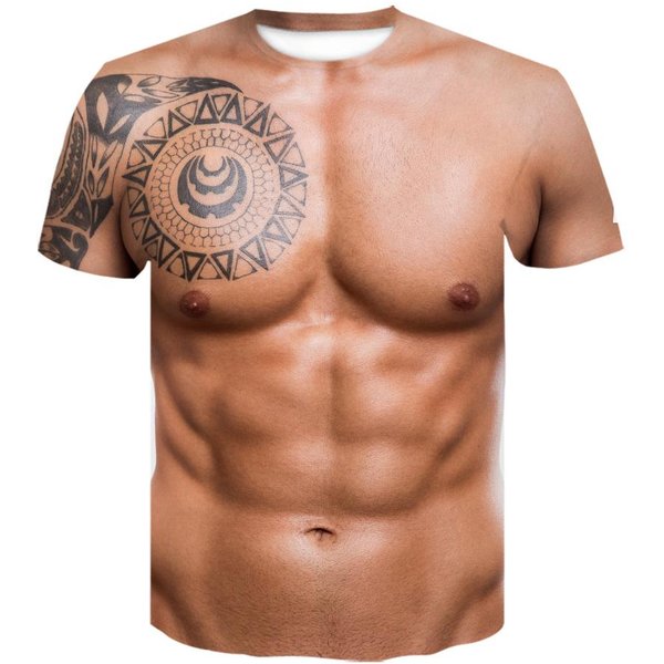 Koszulka Z Nadrukiem 3D Muscle Body MęSka Koszulka Letnia Odzież Moda Street Tees Zabawny WzóR SkóRy KróTki RęKaw Modne Topy 3XL-image