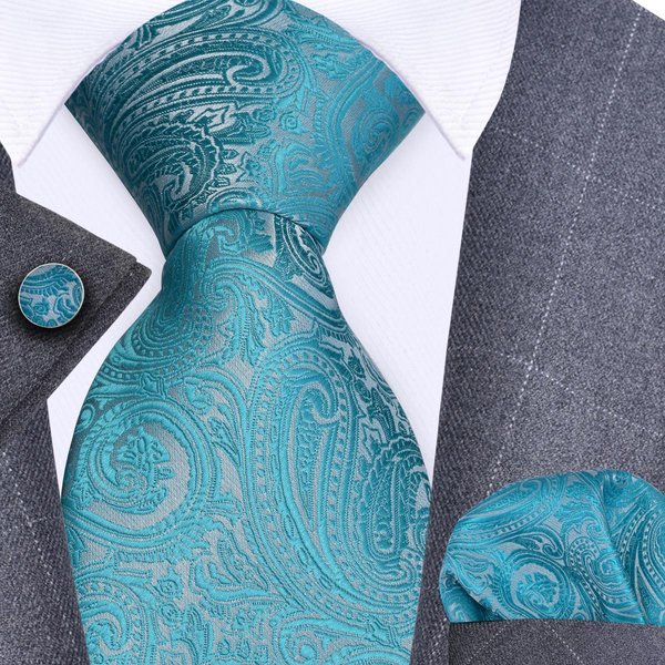 Gusleson 8Cm Niebieski Czarny RóżOwy MęSkie Krawaty Poszetka Spinki Do MankietóW Zestaw Jedwabny Krawat WzóR Paisley Prezent ŚLubny Biznesowy Akcesoria Do KrawatóW Blue-image