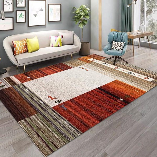 Alfombra NóRdica Para Sala De Estar, Moderna Y Minimalista, Alfombra De Suelo Para Sofá Y Mesa De Centro, Alfombra ÉTnica Marroquí Americana Para Hogar Dormitorio 120*160Cm-image