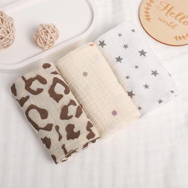 AlgodóN De Gasa Para Bebé Cuatro Capas Toalla Cuadrada PequeñA Toalla Para Babas Toalla Para Lavarse La Cara Toalla De AlimentacióN Para Bebé PañUelos-image