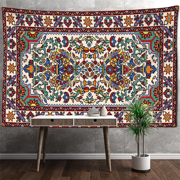 Tapiz De Mandala Retro Para Colgar En La Pared, Estilo Bohemio, PsicodéLico, BrujeríA, Hippie, Para Dormitorio, DecoracióN Del Hogar 150X130 CM-image