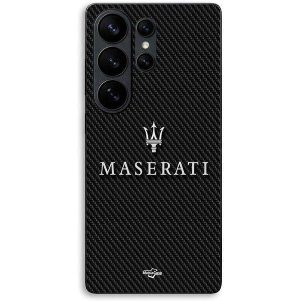 Funda - Maniacase - Samsung Galaxy S26 Ultra - Silicona Tpu - Motivo Maserati Blanco Fondo Carbono - Negro Negro-image
