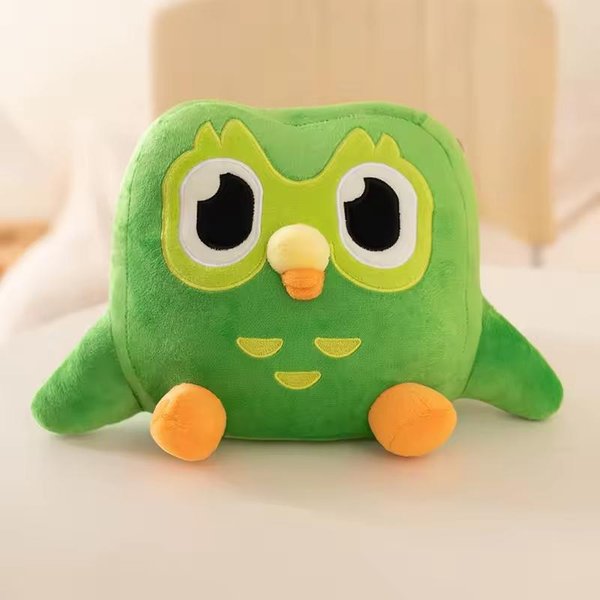 Kawaii Duolingo Zielona Sowa Pluszowa Zabawka Pluszak Sowy Duo KreskóWka Anime Lalka Sowy MięKkie Wypchane Zwierzę Prezent Urodzinowy Dla Dzieci 27Cm-image