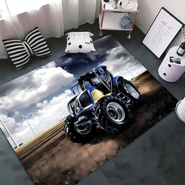Alfombra Con PatróN Serie Tractor Coche, ArtíCulos Para El Hogar Para Sala De Estar Y Dormitorio, Alfombra Para Sofá Para HabitacióN Infantil, Felpudo Para Piso, Alfombra Antideslizante Regalo 60*90Cm-image