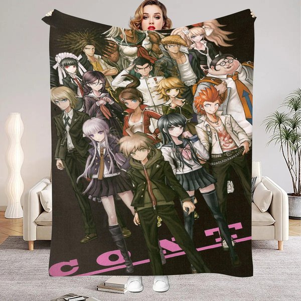 Koc Danganronpa Klasyczna Gra Anime MięKki Puszysty Flanelowy Koc Rzutowy Na Kanapę ŁóżKo Wielorozmiarowy Narzuta Na Drzemkę Wszystkie Pory Roku 130X150Cm-image
