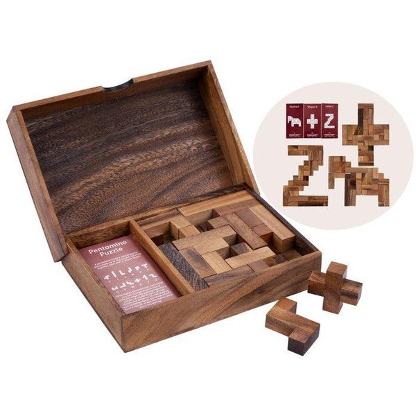 Rompecabezas De Madera - Engelhart - Pentominó - 2 Jugadores - EcolóGico - 60 Tarjetas De Figuras-image