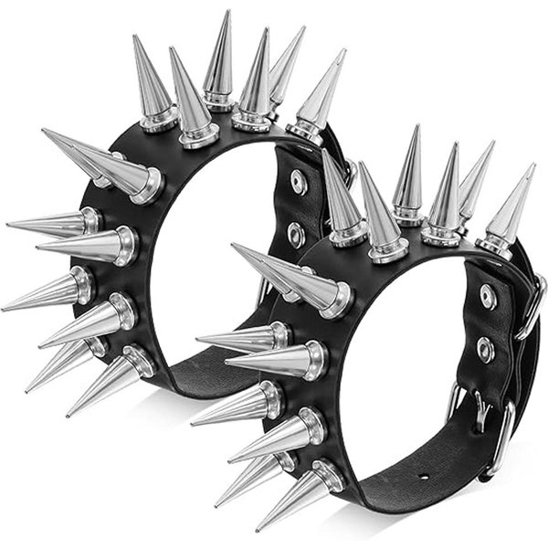 Pulsera Punk Con Remaches, Cuero PU Negro, Pulsera Estilo Rock GóTico, Accesorio Para Hombres Y Mujeres, Accesorio De Fiesta-image