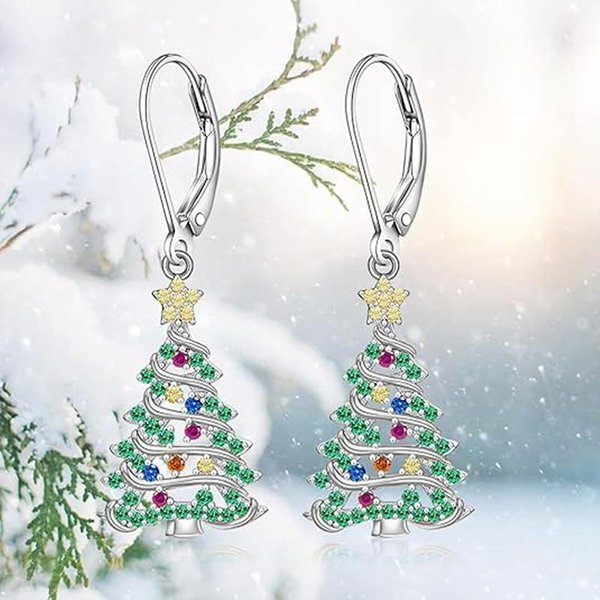 Huitan Pendientes Colgantes Con DiseñO De ÁRbol De Navidad Brillante Para Mujer Pendientes De AñO Nuevo De Nuevo DiseñO JoyeríA Moderna Para Fiesta De Aniversario-image