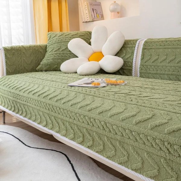 Funda De Sofá De Invierno, CojíN Antideslizante De Felpa Gruesa Para Sala De Estar, Funda De Sofá Universal Suave, Toalla Trasera, Estera De Sofá Seccional 70X70Cm 1Pcs-image