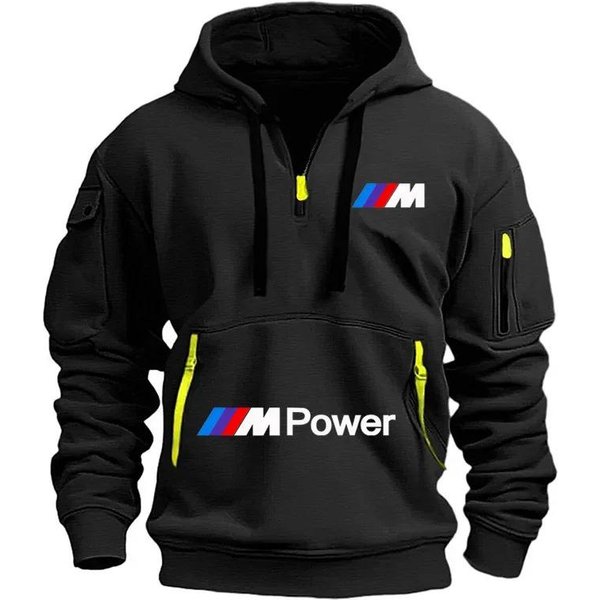 Sudadera Informal Para Hombre Con MúLtiples Bolsillos Con Cremallera En La Manga Para OtoñO E Invierno S Black-image