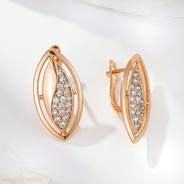 Pendientes Largos Color Oro Rosa De Moda Para Mujer Accesorios De Moda Circonita Natural GeometríA JoyeríA Fina Diaria Beige-image