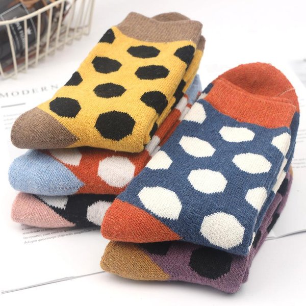 5 Pares/Set Calcetines De Invierno Gruesos De Lana Y Cachemira Para Mujer CáLidos Suaves Lisos Casuales Size 35-42-image
