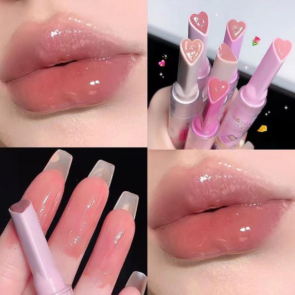 LáPiz Labial De Gelatina, LáPiz Labial De Amor, CorazóN, Espejo, Brillo De Agua, Esmalte De Labios, Hidratante, Sexy, Regordete De Labios, Maquillaje De Labios Resistente Al Agua 1# White-image