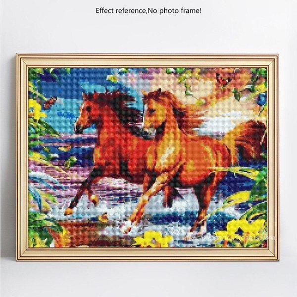 Pintura De Diamantes 5D DIY Animal Caballo Redonda Completa Bordado Venta Imagen PedreríA 20X30-image