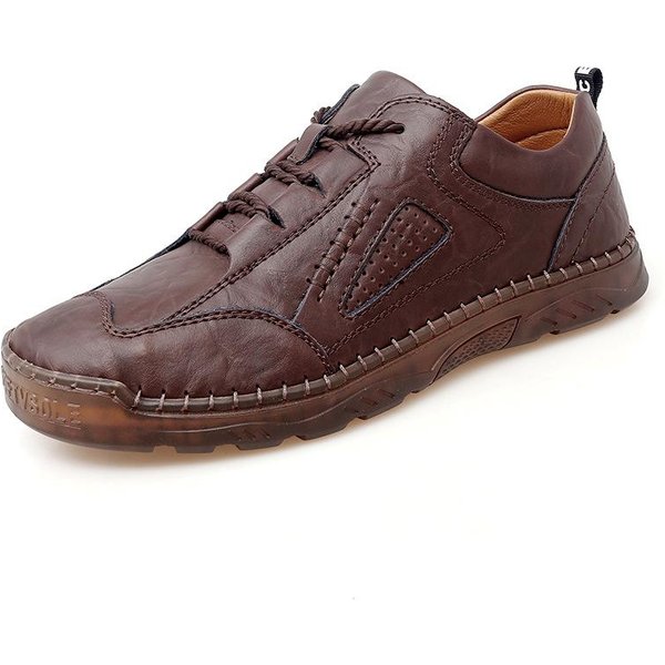 Zapatos De Cuero De Primavera Y OtoñO Para Hombre Cuero Genuino Talla Grande Zapatos De Cuero Suave De CañA Baja Transpirables De Boca Baja Suela De TendóN 47 MarróN-image