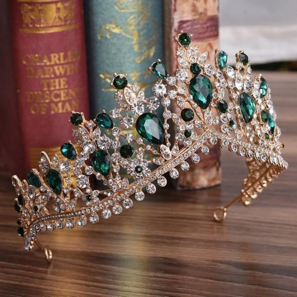 Barokowy BrąZowy Czarny Zielony Kryształ ŚLubne Tiary Korona Vintage Diadem Z KryształKami Dla Panny MłOdej Opaski ŚLubne Akcesoria Do WłOsóW Black-image