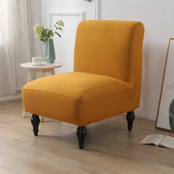 Funda Para Silla De Acento Sin Brazos De Color SóLido NóRdica Fundas EláSticas Para Sofá Individual Fundas Para Sillas EláSticas Protector De Sofá Orange-image