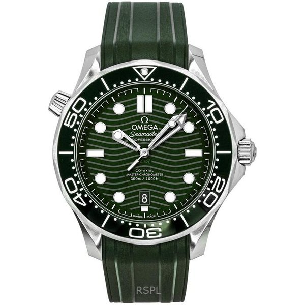 Omega Seamaster Correa De Caucho Esfera Verde AutomáTico Diver's 210.32.42.20.10.001 300M Reloj Para Hombre-image
